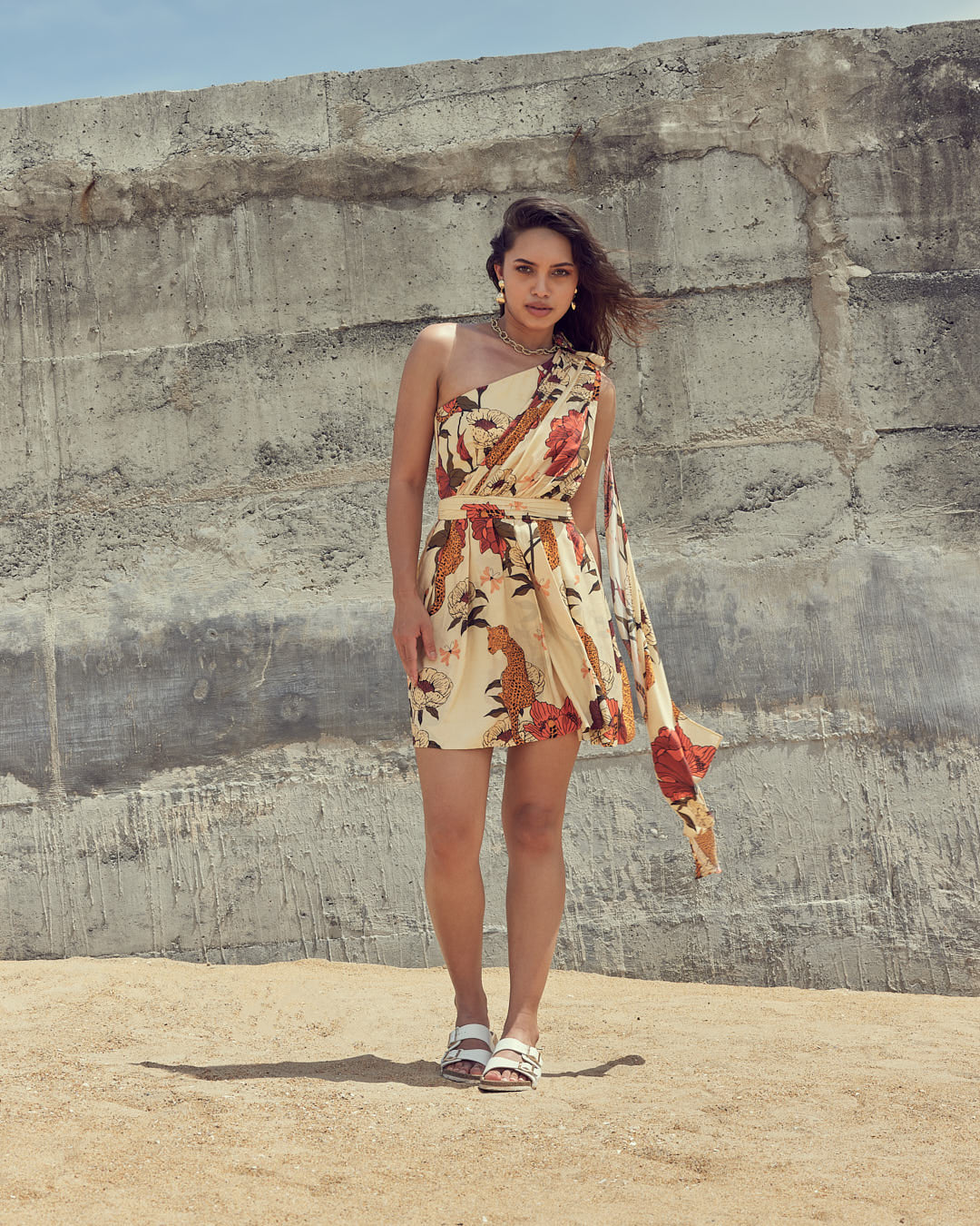 Designer mini dress by VA RA – safari print short dress for Indian parties and vacations