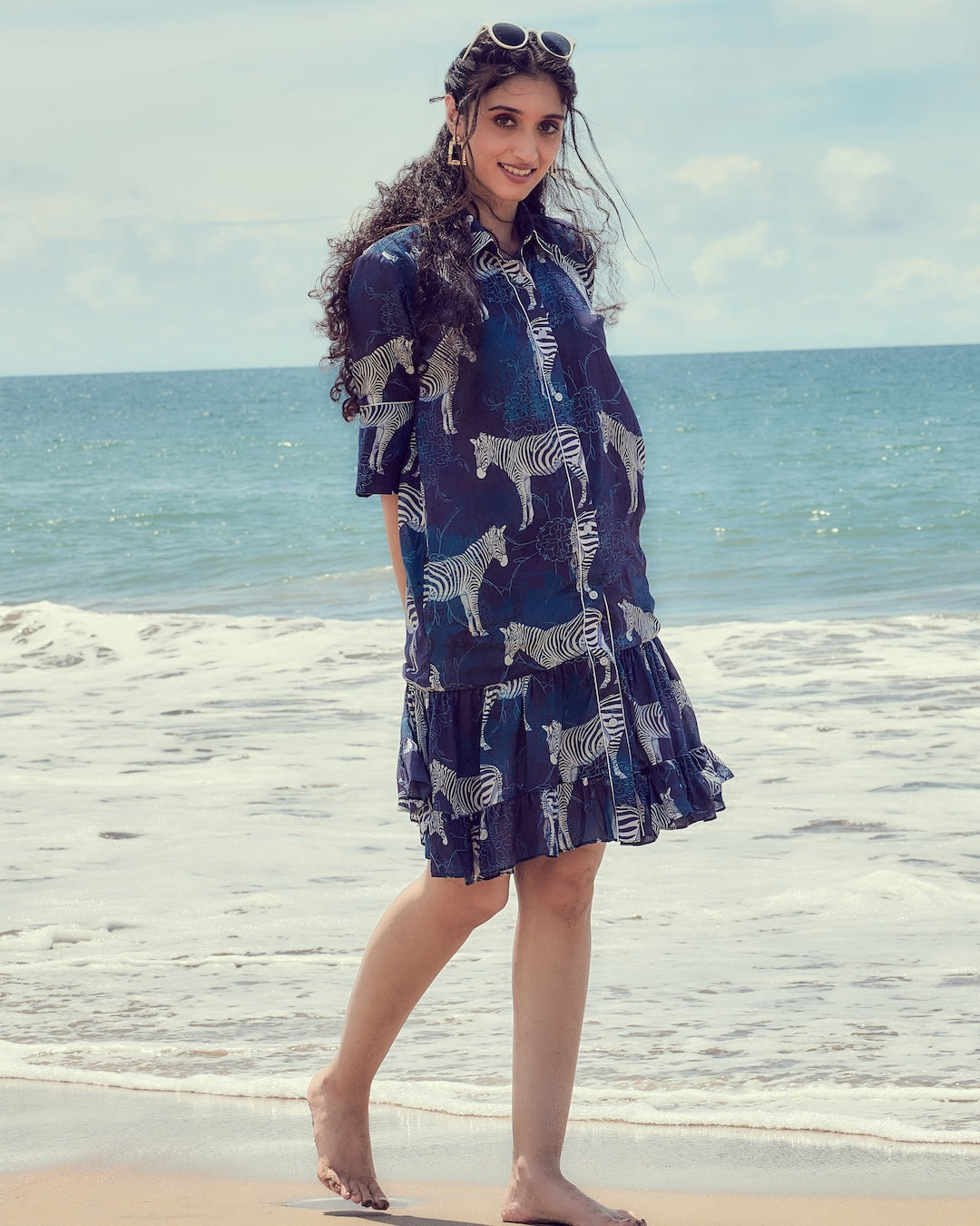 zebra beach dress Gianna Zebra Cowl Neck Chiffon Maxi Dress main image 1