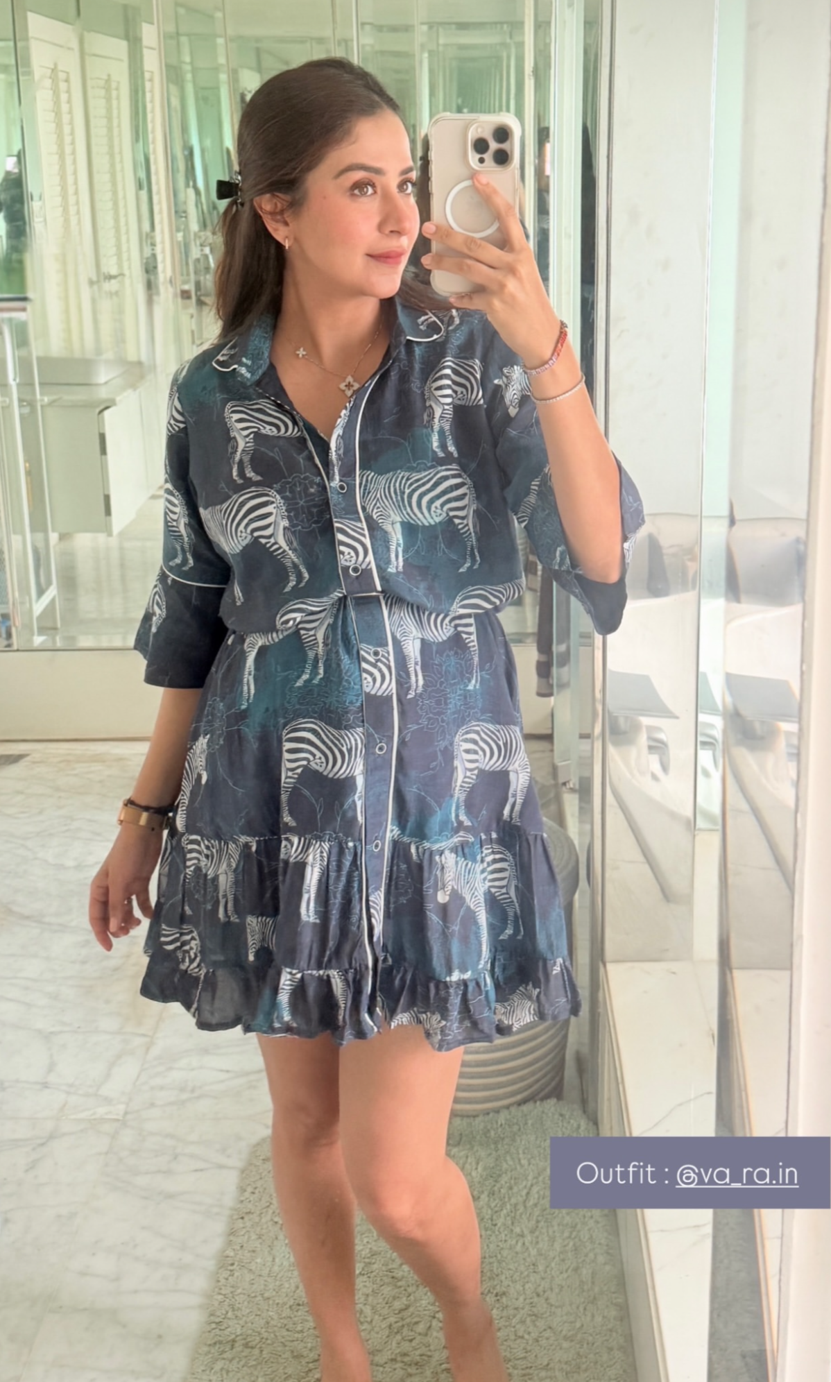 ZEBRA PRINT BLUE DRESS SHORT