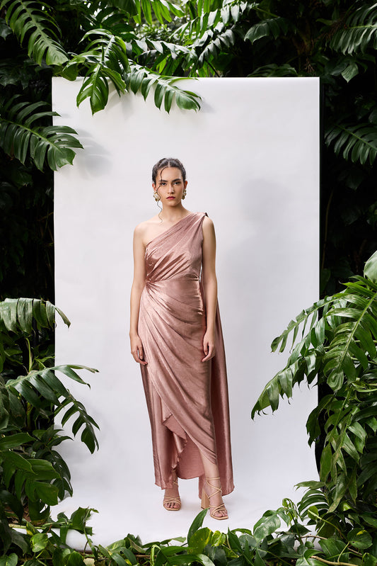Beautiful Draped Rose gold dress 