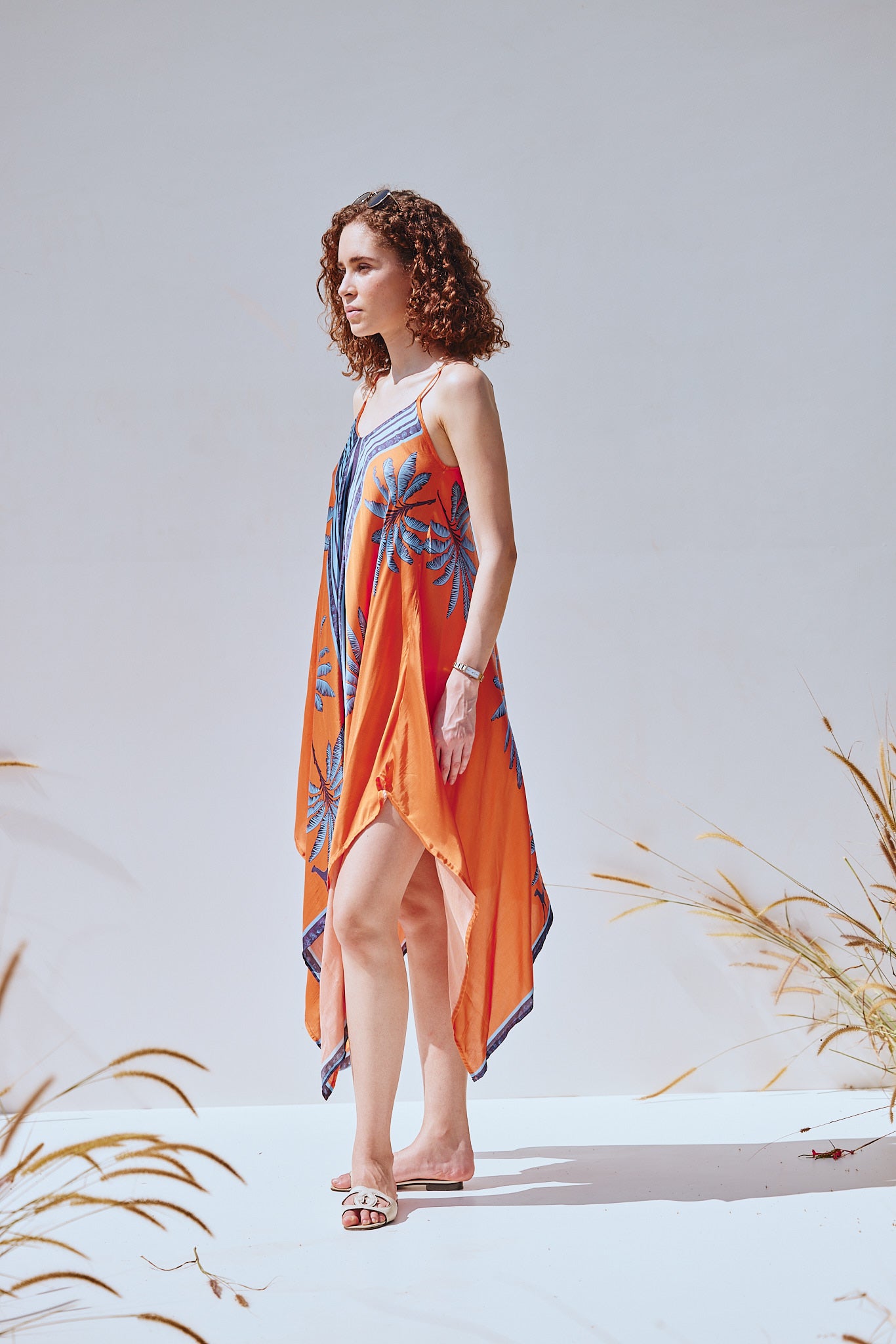 Luxury women’s orange resort dress – Bar to Beach style by VA RA