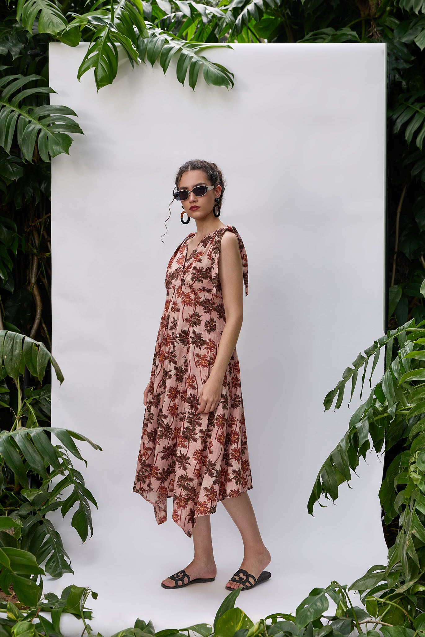 VA RA blush pink resort dress with shoulder tie straps
