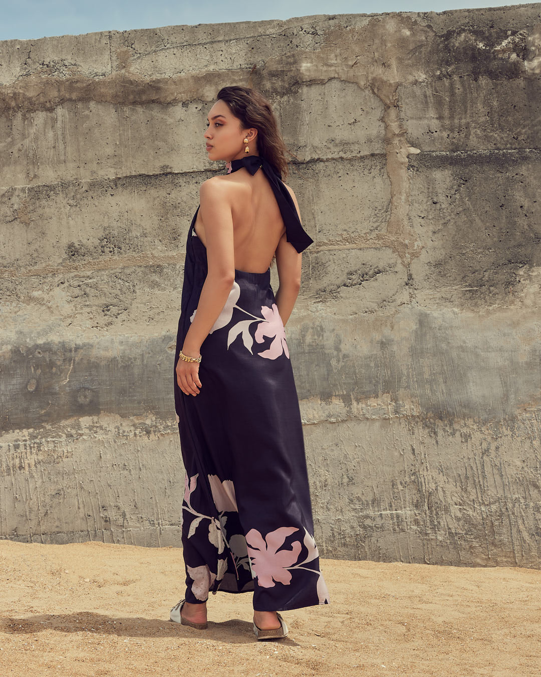 VA RA Midnight Bloom Maxi Dress – flowy embroidered maxi dress for vacations and festive wear