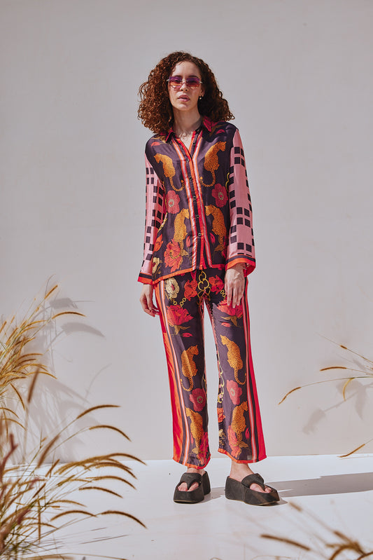 Designer Rosette Safari Co-ord by VA RA – chic safari print women’s resort wear India