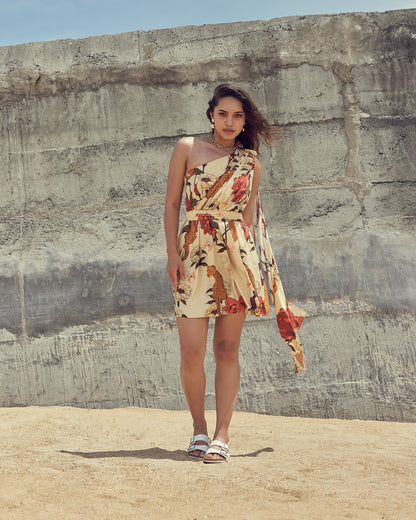 Designer mini dress by VA RA – safari print short dress for Indian parties and vacations